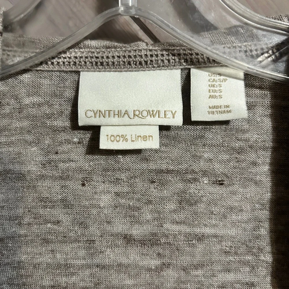 Cynthia Rowley Linen Blend Open Front Hooded‎ Cardigan Sweater Small